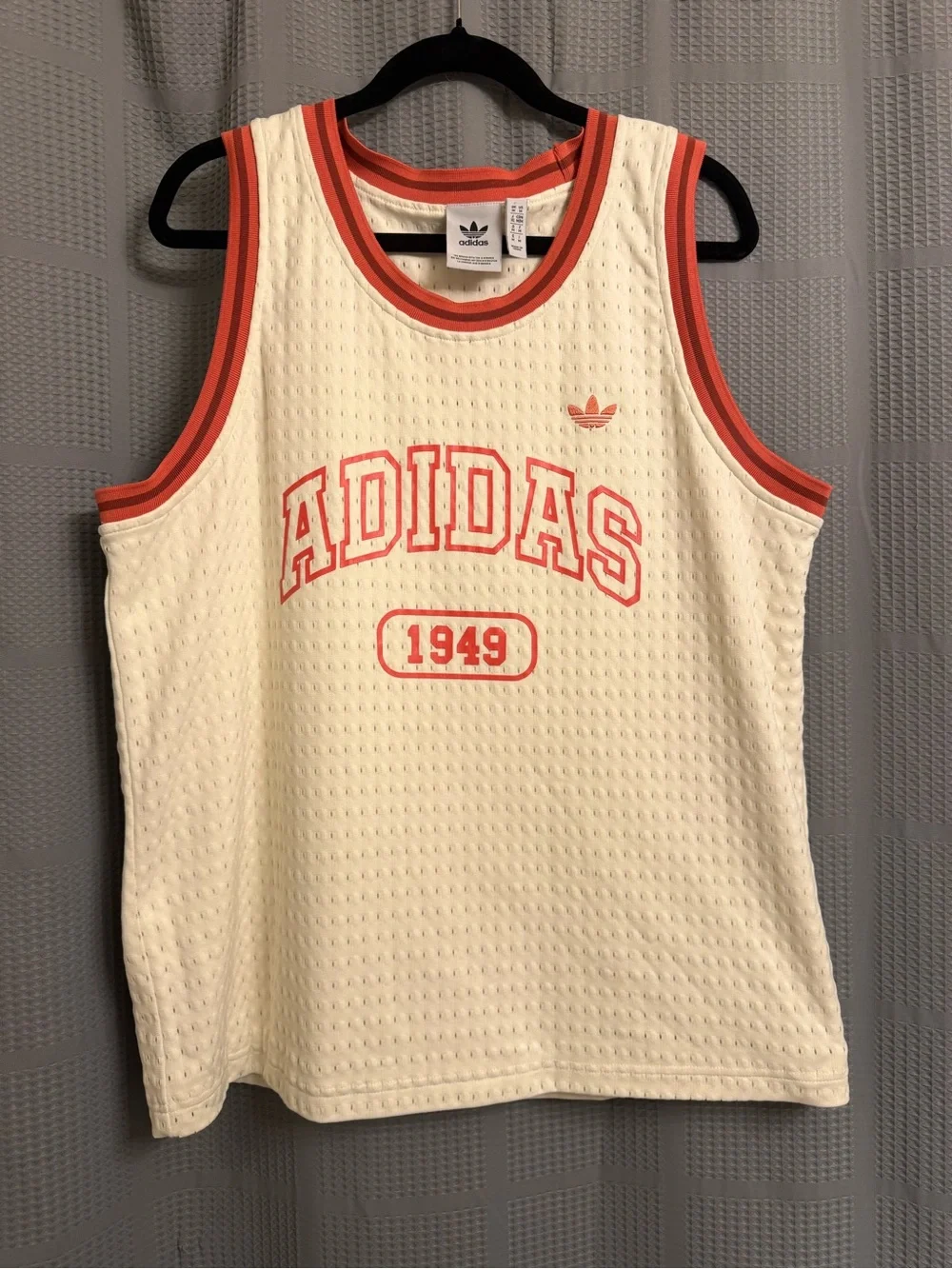 adidas Originals Mesh Jersey Tank Top Cream Red ADIDAS 1949 Men’s M